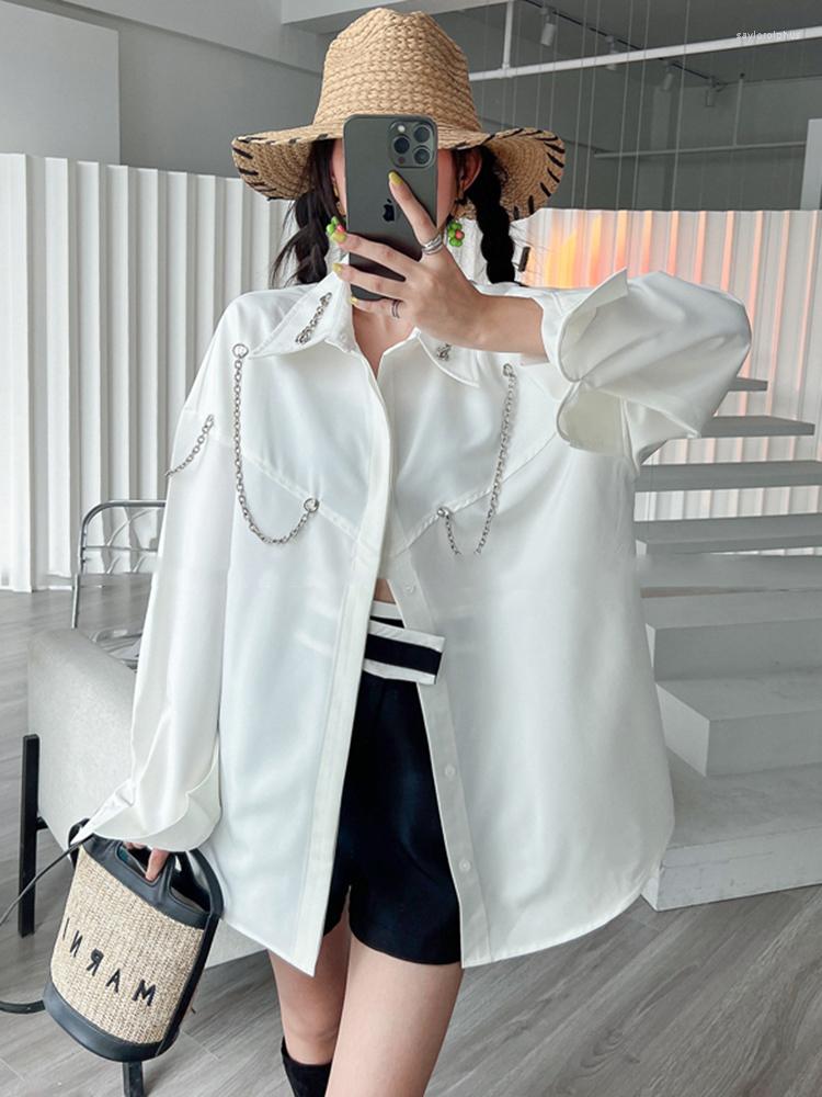 Women's Blouses GVUW Chain Decoration Design Shirt Lapel Long Sleeve Loose Casual Fashion Woman 2022 Autumn Female Clothing 20A4648, Black
Women's Blouses GVUW Chain Decoration Design Shirt Lapel Long Sleeve Loose Casual Fashion Woman 2022 Autumn Female Clothing 20A4648, Black