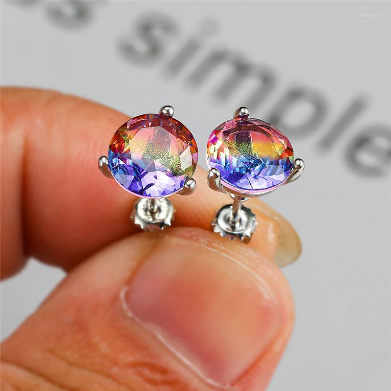 Stud Earrings Charm Female Rainbow Crystal Stone Vintage Silver Color Wedding Minimalist Round Small For Women
Stud Earrings Charm Female Rainbow Crystal Stone Vintage Silver Color Wedding Minimalist Round Small For Women