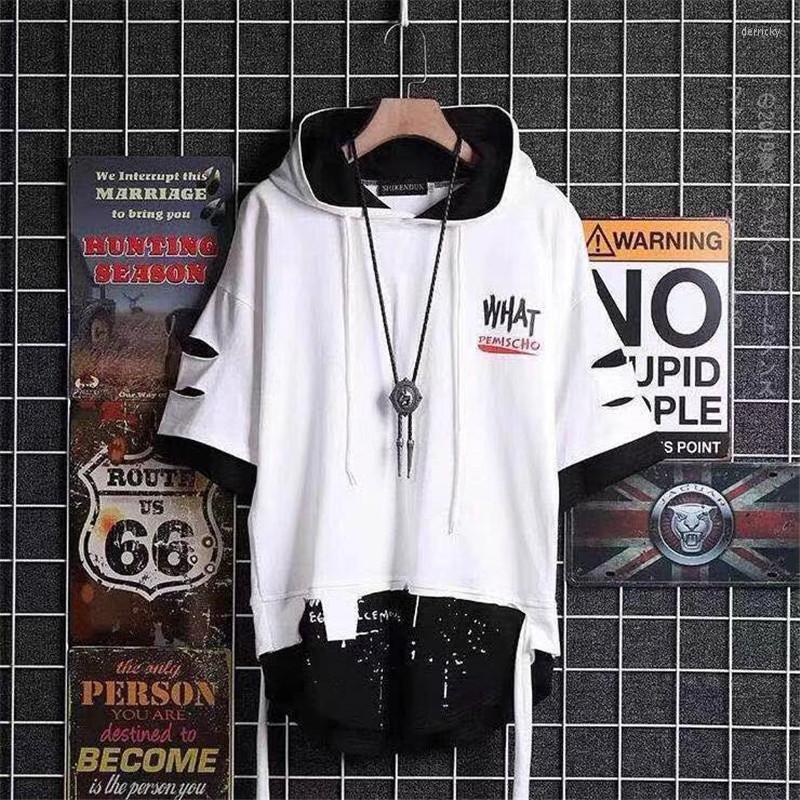 Men's T Shirts Short-sleeved T-shirt 2022 Summer Style Hooded Top Hip-hop Trend Half-sleeved Clothes Torn Handsome Clothing, Same as pictures
Men's T Shirts Short-sleeved T-shirt 2022 Summer Style Hooded Top Hip-hop Trend Half-sleeved Clothes Torn Handsome Clothing, Same as pictures