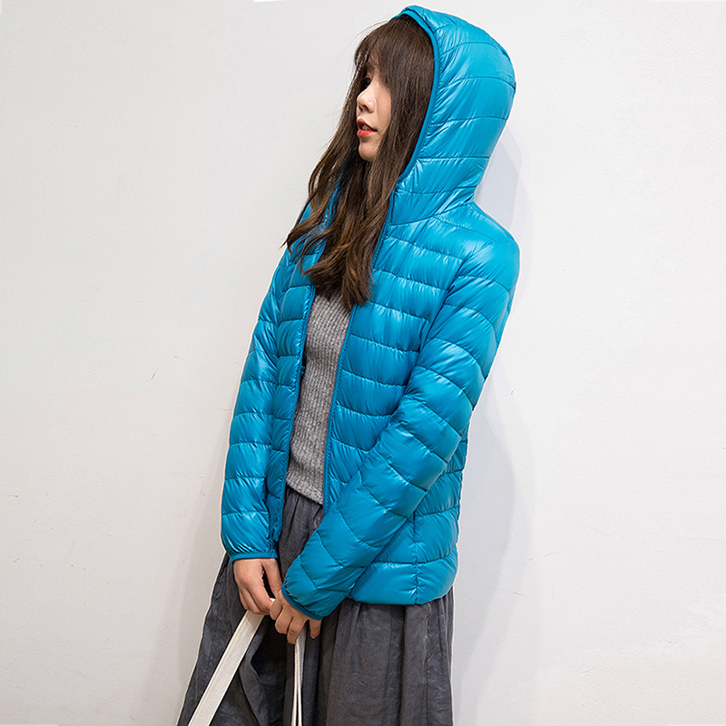 Women's Down Parkas Autumn Winter Women 90% Ultra Light Down Jacket Duck Down Hooded Jacket Long Sleeve Warm Coat Female Solid Portable Outwear 2