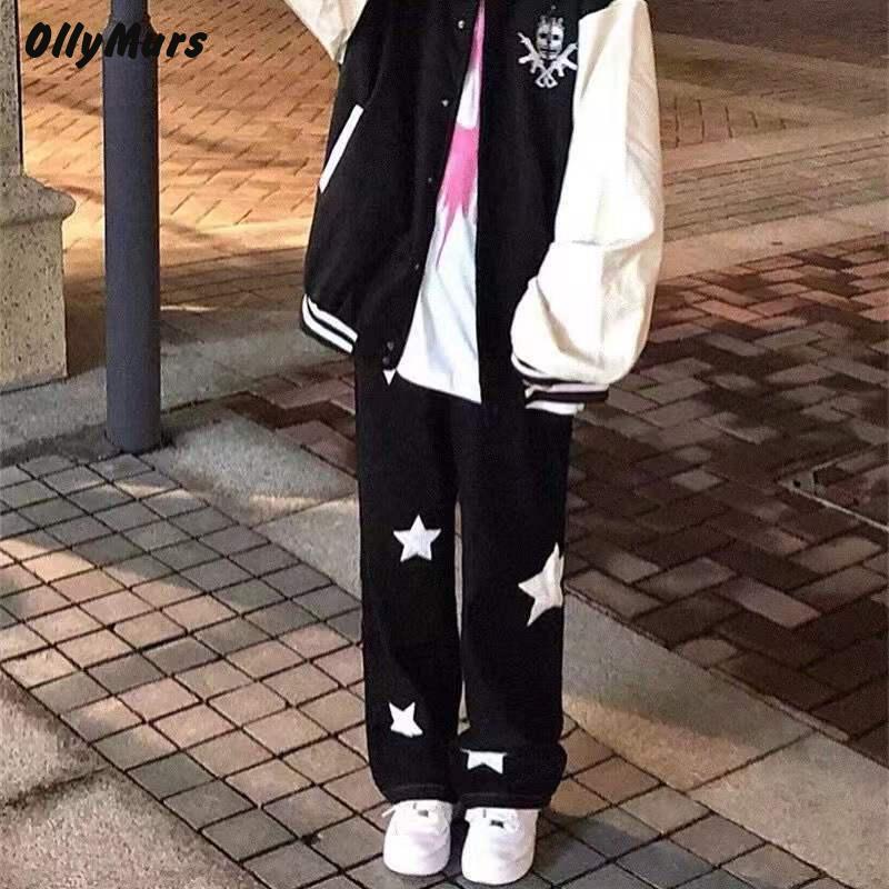 Womens Pants Capris Pants Women Black High Waist Wide Leg Pant Harajuku Fashion Baggy Vintage Sweatpants Wide Trousers for Women Outfits Streetwear 22