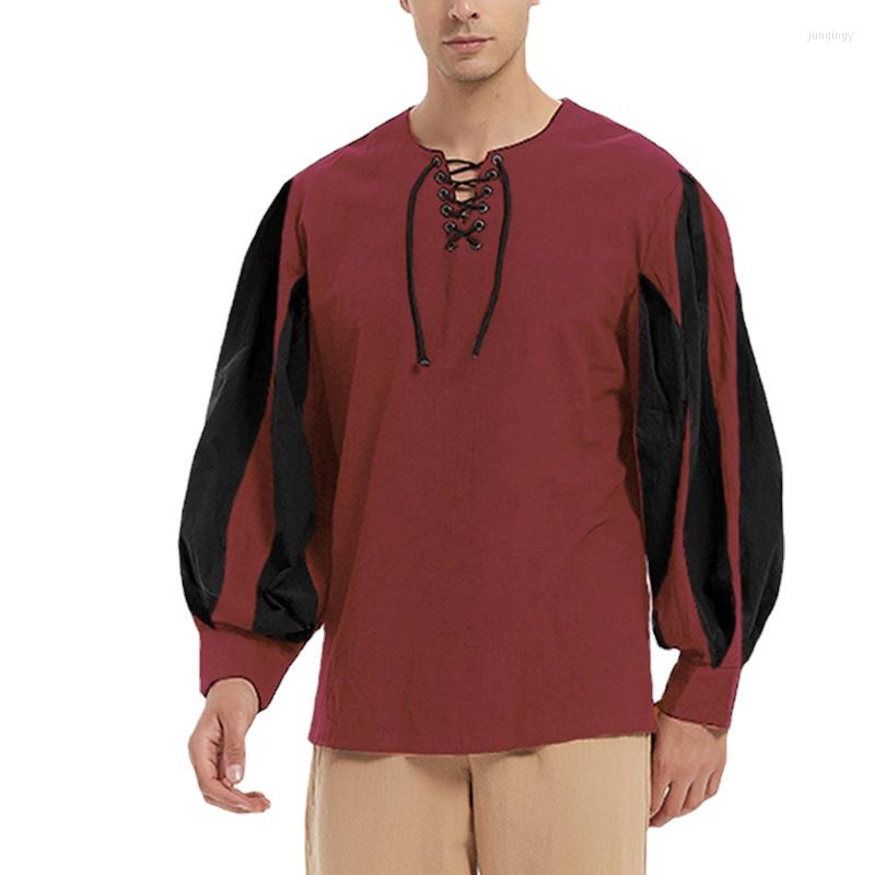 Men's Casual Shirts Vintage Long Sleeve Men Loose Bandage Knight Shirt Medieval Drama Performance Mens Fashion Clothing Trends, Red-black
Men's Casual Shirts Vintage Long Sleeve Men Loose Bandage Knight Shirt Medieval Drama Performance Mens Fashion Clothing Trends, Red-black