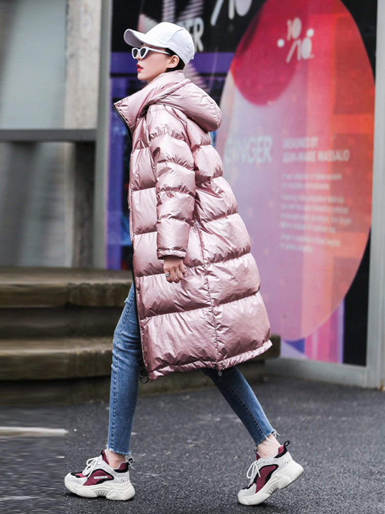Women's Down Parkas Winter Women's Coats Long Hooded Parkas Fashion Glossy Warm Thicken Cotton Padded Overcoat Oversize Puffer Jackets Femal