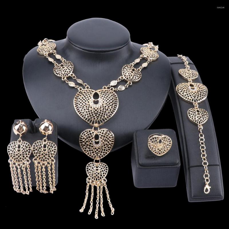 Necklace Earrings Set Wholesale Luxury Nigerian Women Wedding Heart-shaped Hollow Bridal Dubai Gold African Jewelry, Picture shown
Necklace Earrings Set Wholesale Luxury Nigerian Women Wedding Heart-shaped Hollow Bridal Dubai Gold African Jewelry, Picture shown