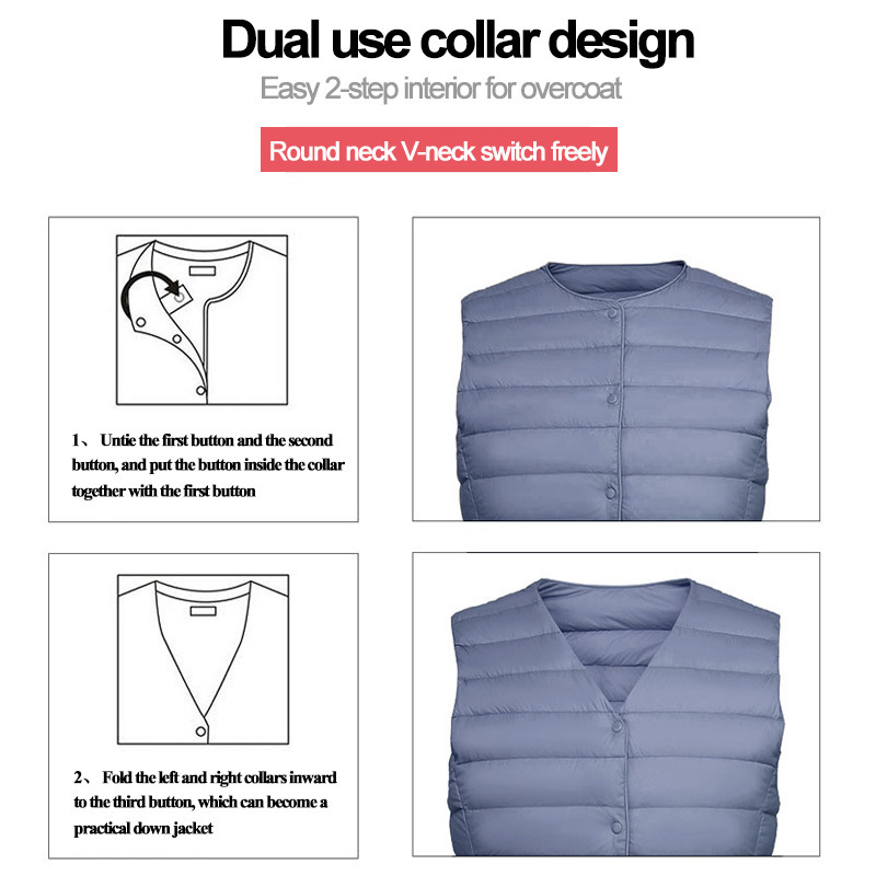 Women's Down Parkas Women's Warm Vest Spring Lightweight Padded Jackets Ultralight Winter Light Quilted Coats Puffer Woman down Coat lady du