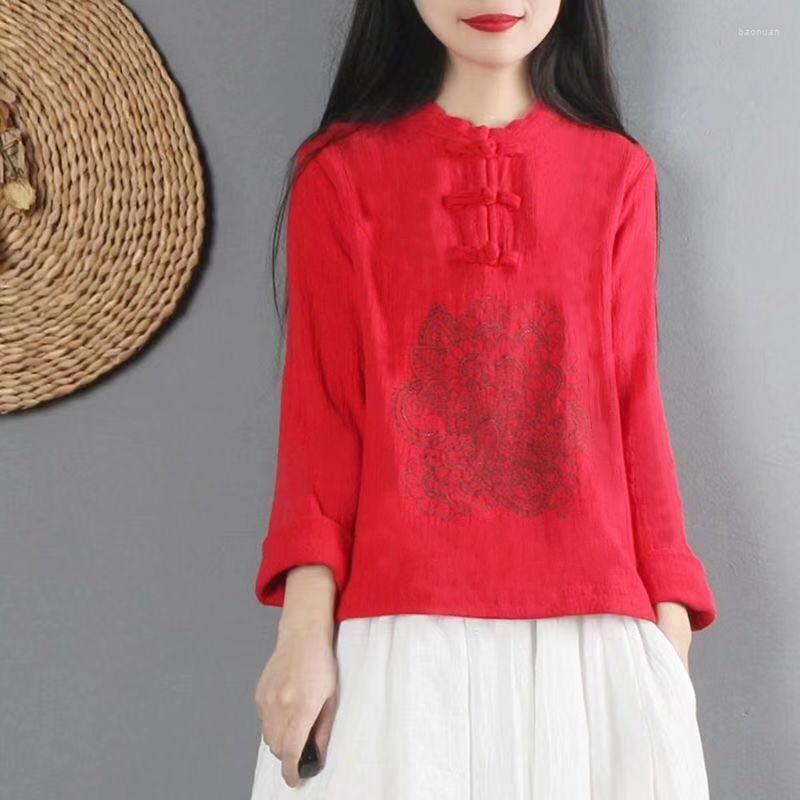 Ethnic Clothing 2022 Summer Chinese Style Long Sleeve Women Retro Embroidery Blouse Red T-shirt Cotton Oversize Loose Ladies Casual Tops
Ethnic Clothing 2022 Summer Chinese Style Long Sleeve Women Retro Embroidery Blouse Red T-shirt Cotton Oversize Loose Ladies Casual Tops