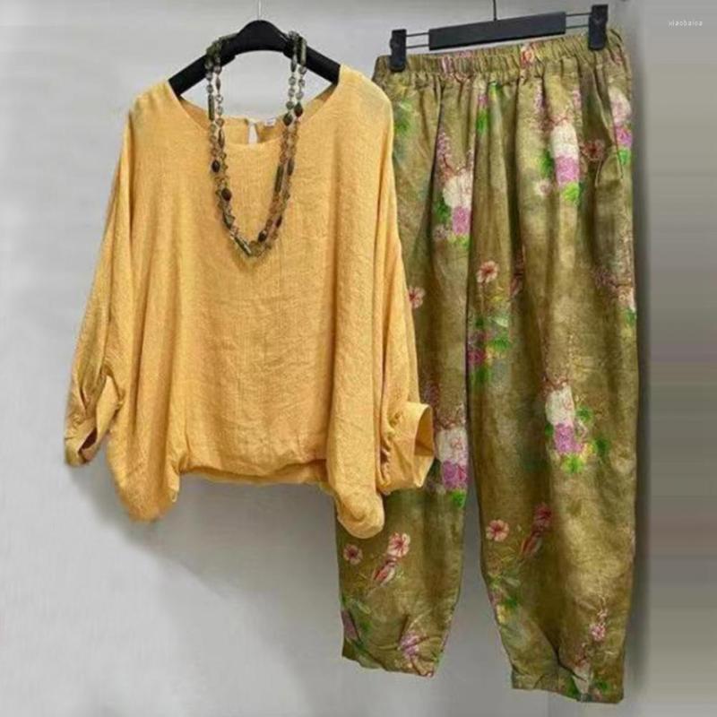 Women's Two Piece Pants Harajuku Autumn Blouse Set Casual Long Sleeves Crew Neck Loose Flower Print Plus Size Elastic Waist Lady Tops, Blue
Women's Two Piece Pants Harajuku Autumn Blouse Set Casual Long Sleeves Crew Neck Loose Flower Print Plus Size Elastic Waist Lady Tops, Blue