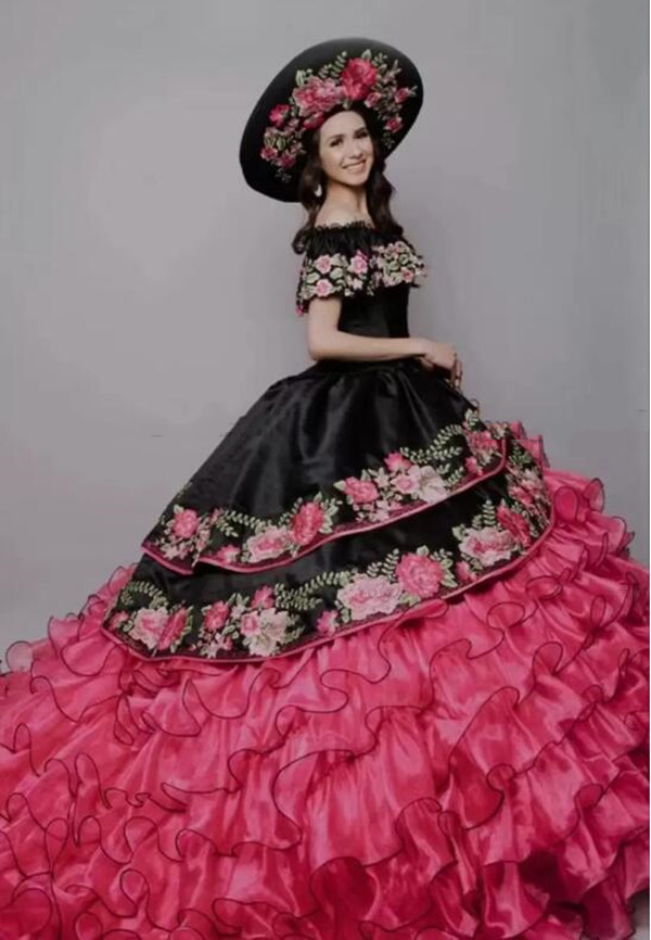 Abiti Da Cerimonia Mexican Quinceanera Dresses Puffy Organza Skirt Sweet 16 Dress Floral Applique Vestidos De 15 Anos
