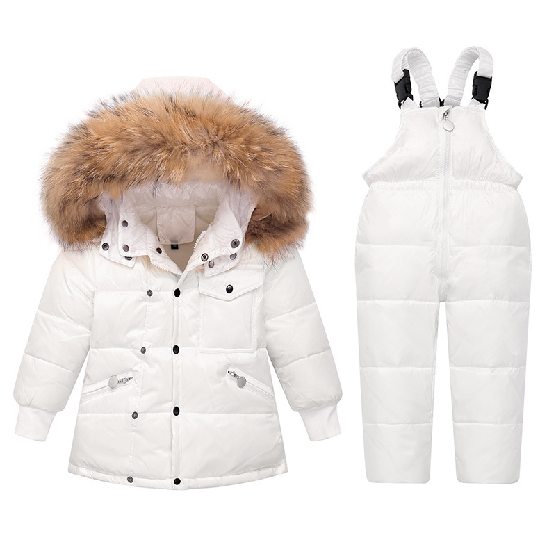Down Coat OLEKID Winter Children Clothing Set Real Fur Down Jacket For Girl Boy Parka Overalls Snowsuit 1-5 Years Kids Outerwear Coat 221007