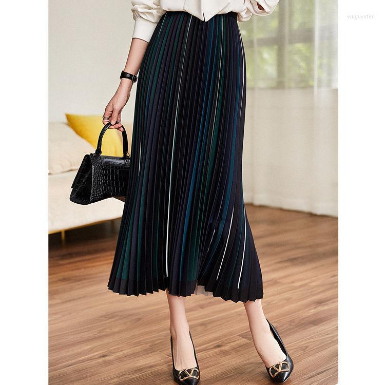 Skirts Women 2022 Spring Fashion Contrast Color Stripe Female High Waist Pleated Ladies Long Loose A-line Z49, Heibailan
Skirts Women 2022 Spring Fashion Contrast Color Stripe Female High Waist Pleated Ladies Long Loose A-line Z49, Heibailan