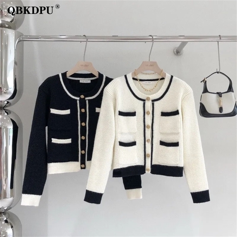 Womens Knits Tees Small Fragrance Style Elegant Cropped Cardigan Women Vintage Buttons Long Sleeve Knitted Sweater Korean Crewneck Knitwear Tops 221007, Black
Womens Knits Tees Small Fragrance Style Elegant Cropped Cardigan Women Vintage Buttons Long Sleeve Knitted Sweater Korean Crewneck Knitwear Tops 221007, Black