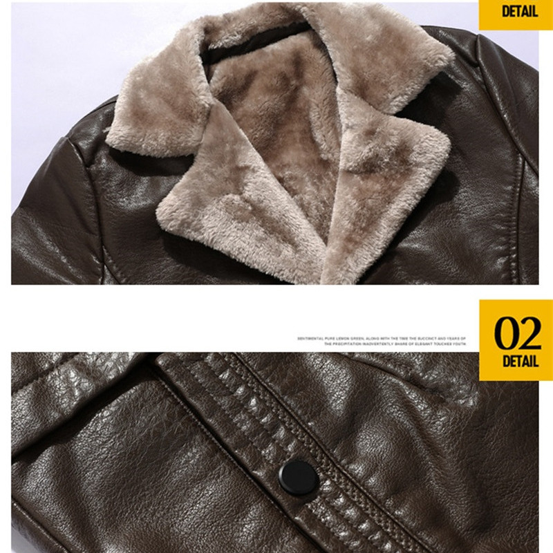 Men's Leather Faux PU Jacket Men Long Style Solid Streetwear Fleece Casual Mens Clothing Porckets Breasted Coat Outwear 221006