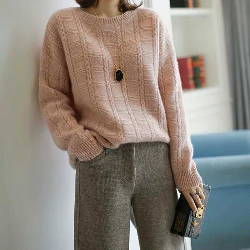 Women's Knits Tees High Quality Style Autumn Winter Women Cashmere Knitted Casual Loose ONeck Sweater Pullover Thick Soft Warm Flexible 221007