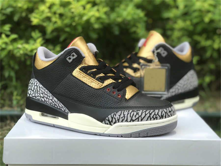 Basketball Shoes Men Sports Sneakers Black Gold Red-metallic Gold-cement Grey Ck9246-067 Outdoor Original 3 3s