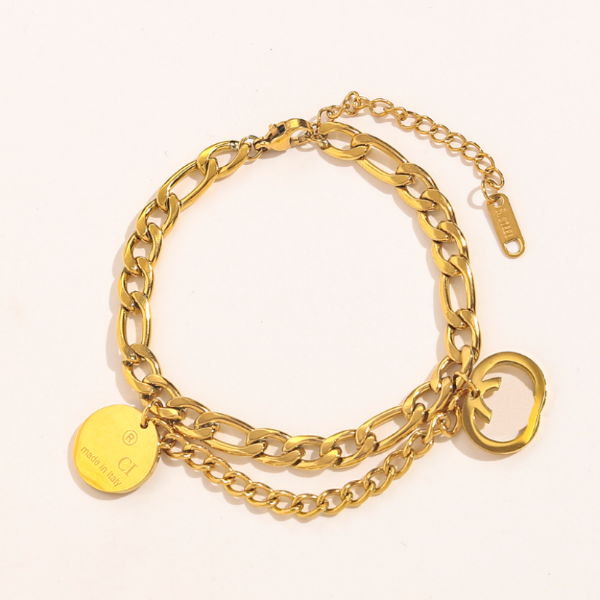Bracelets Bangle New Fashionable Women 18K Gold Plated Bracelet Wristband Cuff Chain Stainless steel Lovers Gift Wedding Jewelry Link Chain
Bracelets Bangle New Fashionable Women 18K Gold Plated Bracelet Wristband Cuff Chain Stainless steel Lovers Gift Wedding Jewelry Link Chain