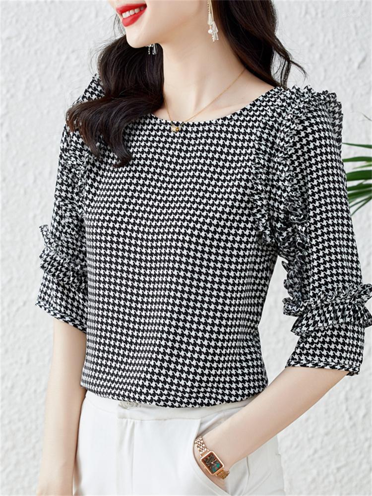 Women's Blouses Women's Chic Vintage Plaid Half Sleeve Pullovers TOP Office Lady Formal Women Blouse Shirts Female 2022, Black
Women's Blouses Women's Chic Vintage Plaid Half Sleeve Pullovers TOP Office Lady Formal Women Blouse Shirts Female 2022, Black