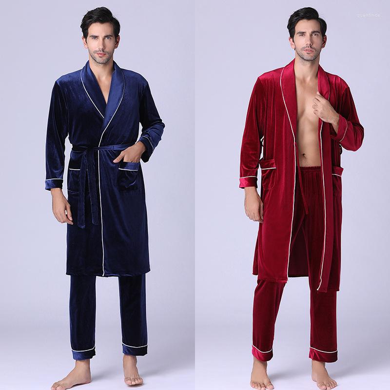Men's Sleepwear Samwestart Men's Pajamas Set Gold Velvet Men Autumn Winter Long Robes Trousers Homewear Two-Piece Wholesale, Wine red
Men's Sleepwear Samwestart Men's Pajamas Set Gold Velvet Men Autumn Winter Long Robes Trousers Homewear Two-Piece Wholesale, Wine red