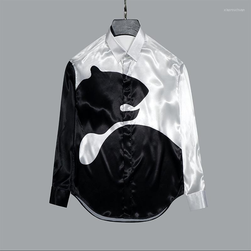 Men's Casual Shirts Contrast Color Mens Luxury Long Sleeve Black White Splicing Male Fashion Slim Fit Party Man 2XL
Men's Casual Shirts Contrast Color Mens Luxury Long Sleeve Black White Splicing Male Fashion Slim Fit Party Man 2XL