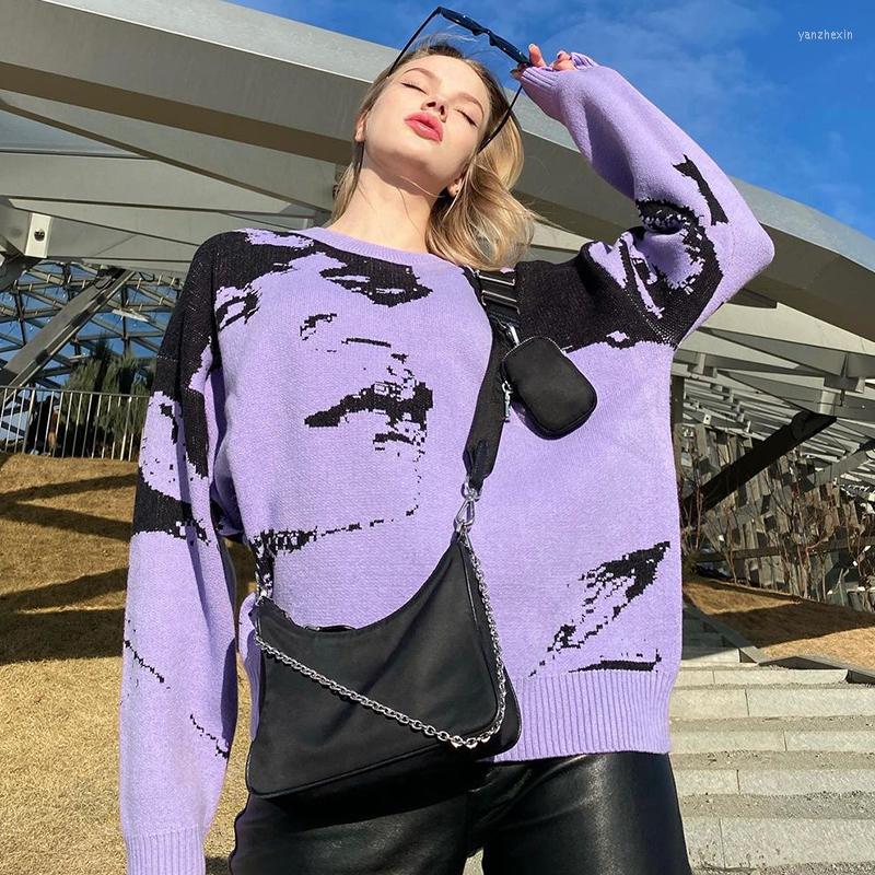 Women' Sweaters Women' Round Neck Retro Portrait Loose Casual Fashion Sweater Printing Long-Sleeved Knit Autumn Top, Purple
Women' Sweaters Women' Round Neck Retro Portrait Loose Casual Fashion Sweater Printing Long-Sleeved Knit Autumn Top, Purple