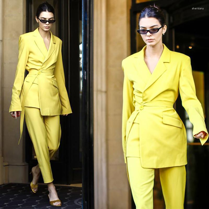 Women's Two Piece Pants 2 Pieces Yellow Women Suits Celebrity One Button Slim Fit Jacket With Belt Pencil Custom Made Office Lady Evening, Black
Women's Two Piece Pants 2 Pieces Yellow Women Suits Celebrity One Button Slim Fit Jacket With Belt Pencil Custom Made Office Lady Evening, Black