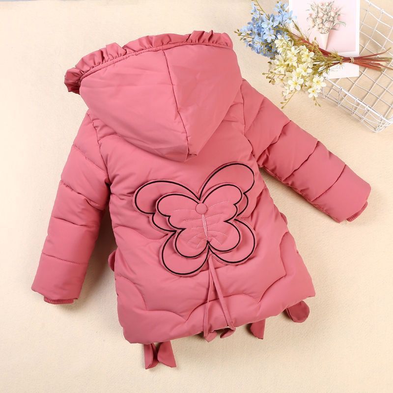 Down Coat 3-12Y toddler Girls Long Jacket Outwear Children Cotton-padded Jacket Girl Winter down Clothes Warm Coat Fur Hooed Snowsuit Kids 221007