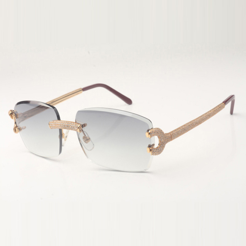 Luxurious Micro-Paved Diamond Claw Eyewear with Spacious Lenses - Style #3524030
