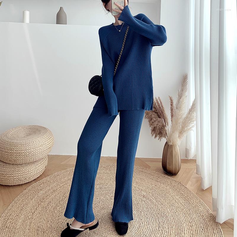 Women's Two Piece Pants 2022 Fashion Women Knitted Sweater 2 Outfits Long Sleeve O-neck Top And Wide Leg Solid Casual Suit Set
Women's Two Piece Pants 2022 Fashion Women Knitted Sweater 2 Outfits Long Sleeve O-neck Top And Wide Leg Solid Casual Suit Set