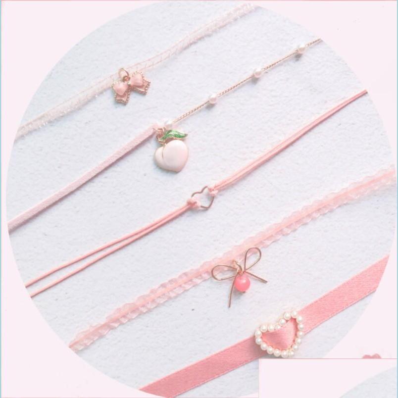 Chokers Sweet Pink Lace Veet Choker Necklaces Bowknot Heart Pearl Bead Pendants Collar Chokers Clavicle Necklace Girly Har Bdejewelry Dhuw7
Chokers Sweet Pink Lace Veet Choker Necklaces Bowknot Heart Pearl Bead Pendants Collar Chokers Clavicle Necklace Girly Har Bdejewelry Dhuw7