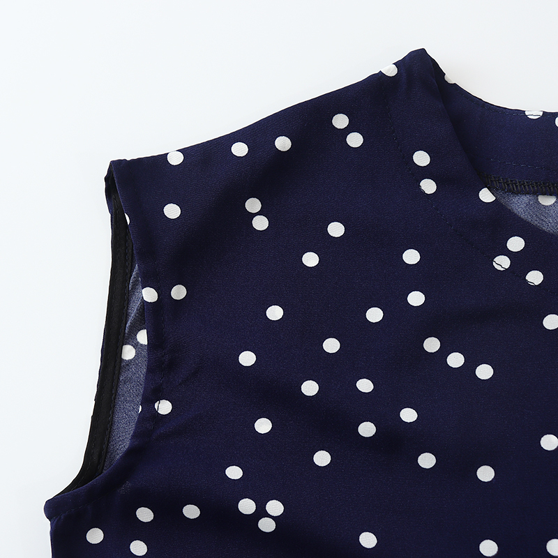 Women's Two Piece Pants Women's suit vintage casual chiffon lace up sleeveless top polka dot high waist wide leg Women's pants set woma