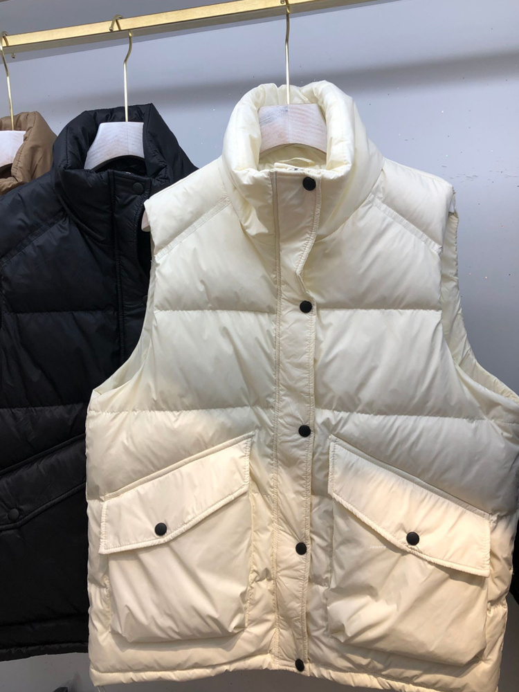 Women's Vests Janveny Fashion Down Vest Women's Autumn Winter Stand Collar Gilet 90 Duck Down Waistcoat Loose Female Sleeveless 221007