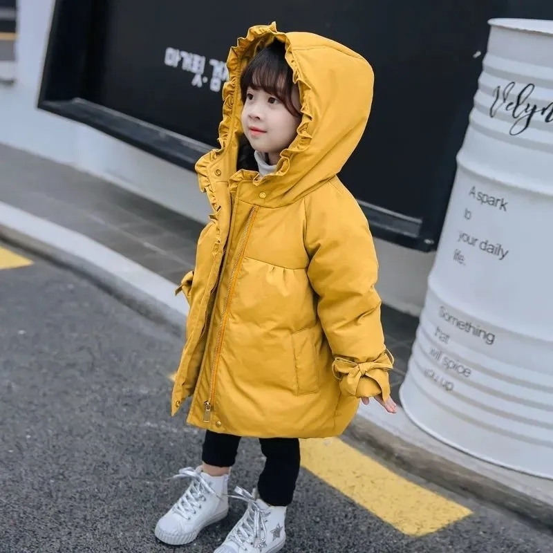 Down Coat Toddler Girls' Heavy Puffer Jacket Kids Solid Cotton Padded Winter Girls Hooded with Pockets Baby Parkas fits 3 10 Years 221007