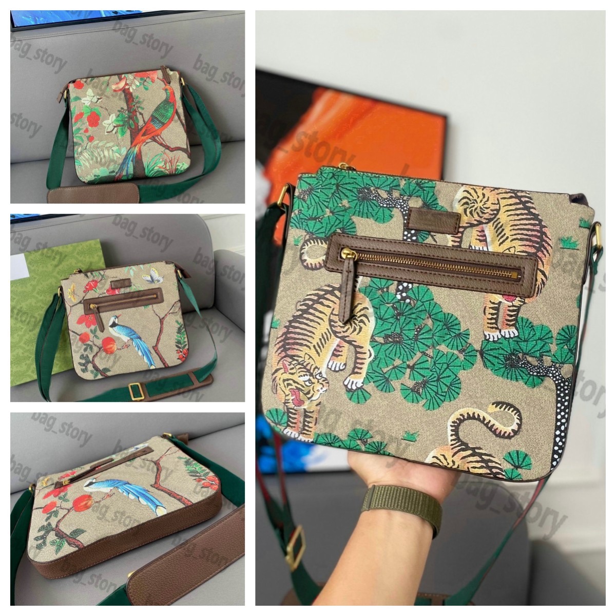 Ophidia Small Messenger Bag Canvas Three Stripes Printing Flower Flap Bird Snake Tiger with Front Zipper Closure Pocket Men Women Crossbody Trendy Vintage Tote
Ophidia Small Messenger Bag Canvas Three Stripes Printing Flower Flap Bird Snake Tiger with Front Zipper Closure Pocket Men Women Crossbody Trendy Vintage Tote