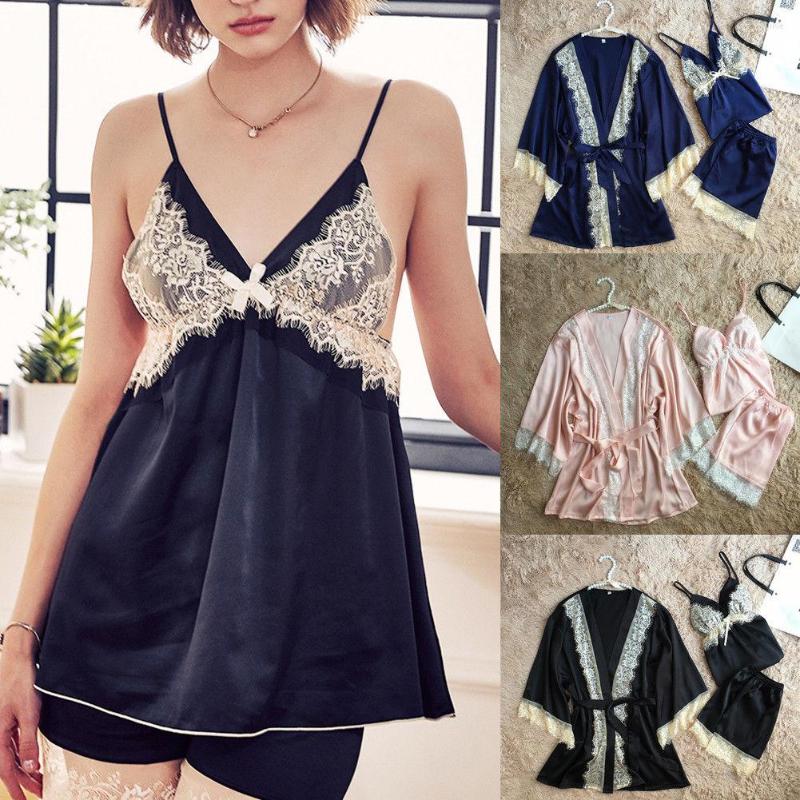 Bras Sets Spring Womens Sexy Sleepwear Set Satin Sling Lace Bowknot Nightdress Underwear Seksi Bayan Gecelikler W3, Blue
Bras Sets Spring Womens Sexy Sleepwear Set Satin Sling Lace Bowknot Nightdress Underwear Seksi Bayan Gecelikler W3, Blue