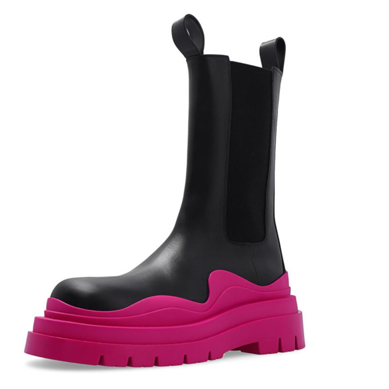 Woman Designer Chelsea Boots Genuine Leather Women Rubber Boot Black Lady Chunky Heel Flat Shoe, Rose
Woman Designer Chelsea Boots Genuine Leather Women Rubber Boot Black Lady Chunky Heel Flat Shoe, Rose