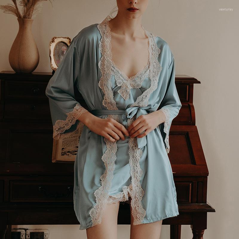 Women's Sleepwear Summer Women Lace Floral Robe Sets 2PCS Bride Dressing Kimono Gown Sexy Strap Top Nightgown Bathrobe Loose Home Wear, White
Women's Sleepwear Summer Women Lace Floral Robe Sets 2PCS Bride Dressing Kimono Gown Sexy Strap Top Nightgown Bathrobe Loose Home Wear, White
