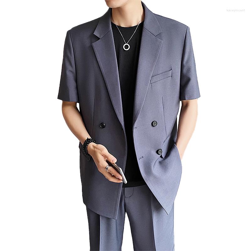 Men' Suits Men Double Breasted Short Sleeve Suit Blazers Coat Male Korean Fashion Streetwear Casual Loose Blazer Jacket Man, Black jacket
Men' Suits Men Double Breasted Short Sleeve Suit Blazers Coat Male Korean Fashion Streetwear Casual Loose Blazer Jacket Man, Black jacket