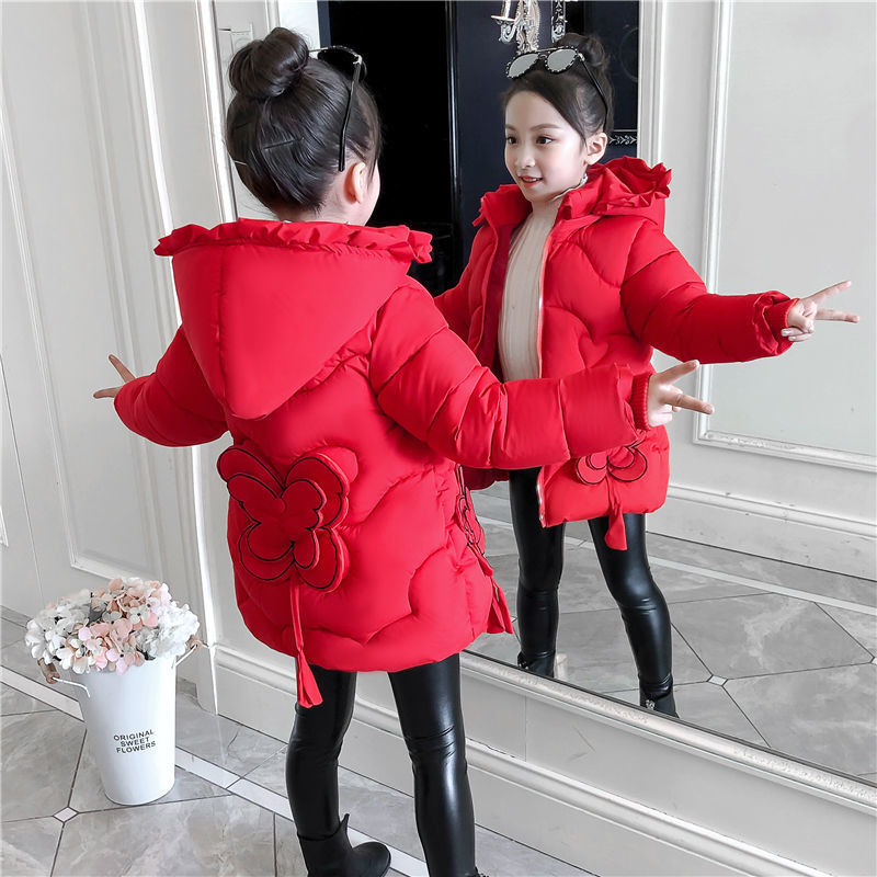 Down Coat 3-12Y toddler Girls Long Jacket Outwear Children Cotton-padded Jacket Girl Winter down Clothes Warm Coat Fur Hooed Snowsuit Kids 221007