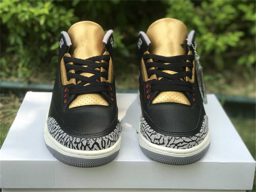 Basketball Shoes Men Sports Sneakers Black Gold Red-metallic Gold-cement Grey Ck9246-067 Outdoor Original 3 3s