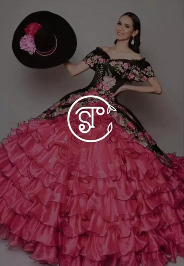 Abiti Da Cerimonia Mexican Quinceanera Dresses Puffy Organza Skirt Sweet 16 Dress Floral Applique Vestidos De 15 Anos