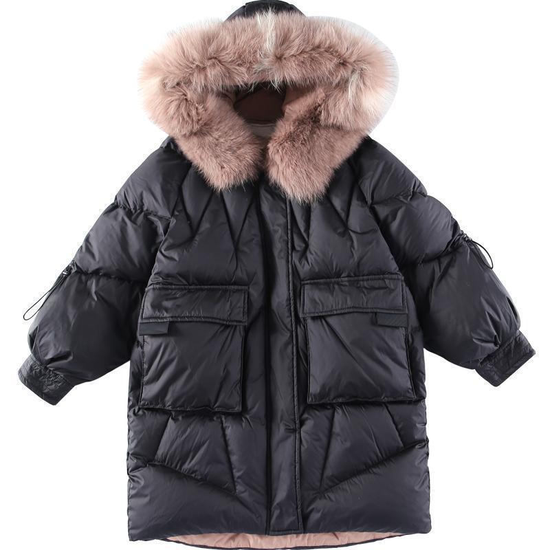 Down Coat Teenager Winter Jackets Girls Fashion Hooded Parkas Kids Snowsuit Outwear Warm Big Fur Collar Child Clothing TZ451 221007