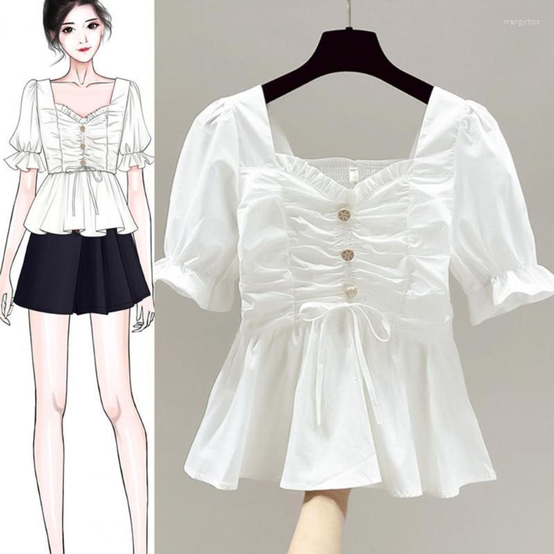 Women' Blouses Women' & Shirts Women Summer Solid Bandage Slim Square Collar Puff Short Sleeve Crop Top Fashion Lady Elegant Blusas, Blue
Women' Blouses Women' & Shirts Women Summer Solid Bandage Slim Square Collar Puff Short Sleeve Crop Top Fashion Lady Elegant Blusas, Blue