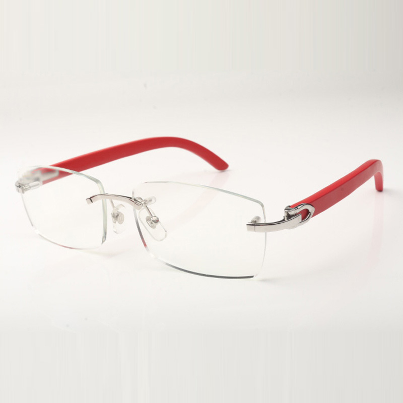 Plain glasses frame 3524012 come with new C hardware which is flat with red wooden legs