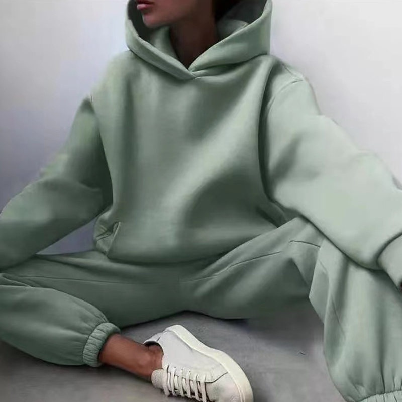 Women's Two Piece Pants Women Two Piece Sets Tracksuit Autumn Casual Solid Long Sleeve Hoodie Sweatshirts Female Fashion Oversized Trouser Suits 