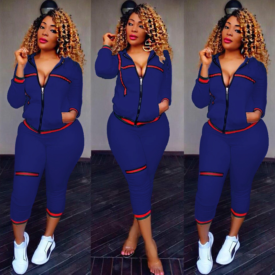 Women's Two Piece Pants Gothic Autumn Women's Sportswear 2pcs Women Hooded Long Sleeve Zip Crop Tops Long Pants Trousers Loose Casual Clothe