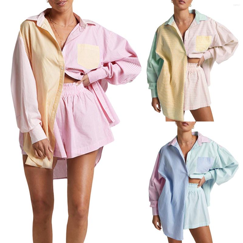 Women' Tracksuits Summer Casual 2Pcs Outfits Set For WomenLong Sleeve Cardigan Button Down T-Shirt Elastic Causal Shorts Streetwear 
Women' Tracksuits Summer Casual 2Pcs Outfits Set For WomenLong Sleeve Cardigan Button Down T-Shirt Elastic Causal Shorts Streetwear