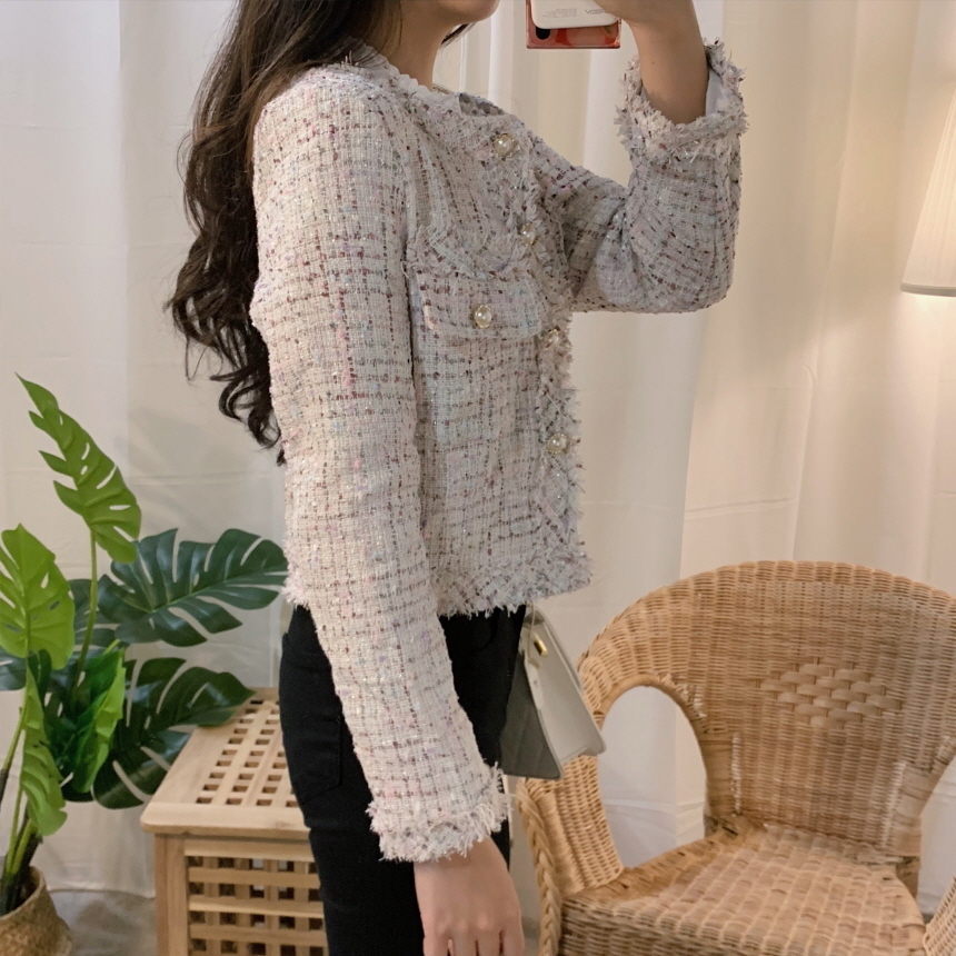 Women's Knits Tees HMA Autumn Women Single-Breasted Tweed Jacket High Quality Female Elegant Korean Chic Short Coat 221007