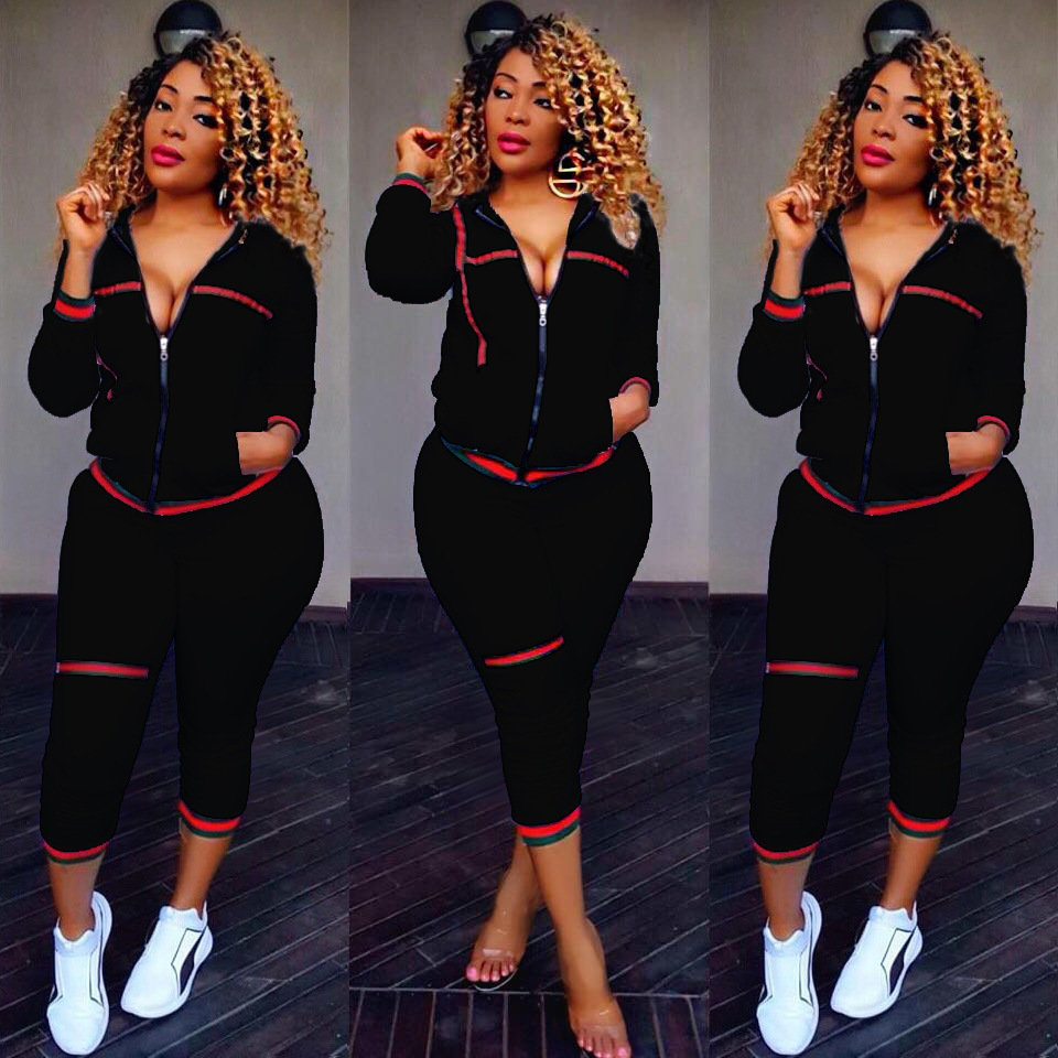 Women's Two Piece Pants Gothic Autumn Women's Sportswear 2pcs Women Hooded Long Sleeve Zip Crop Tops Long Pants Trousers Loose Casual Clothe
