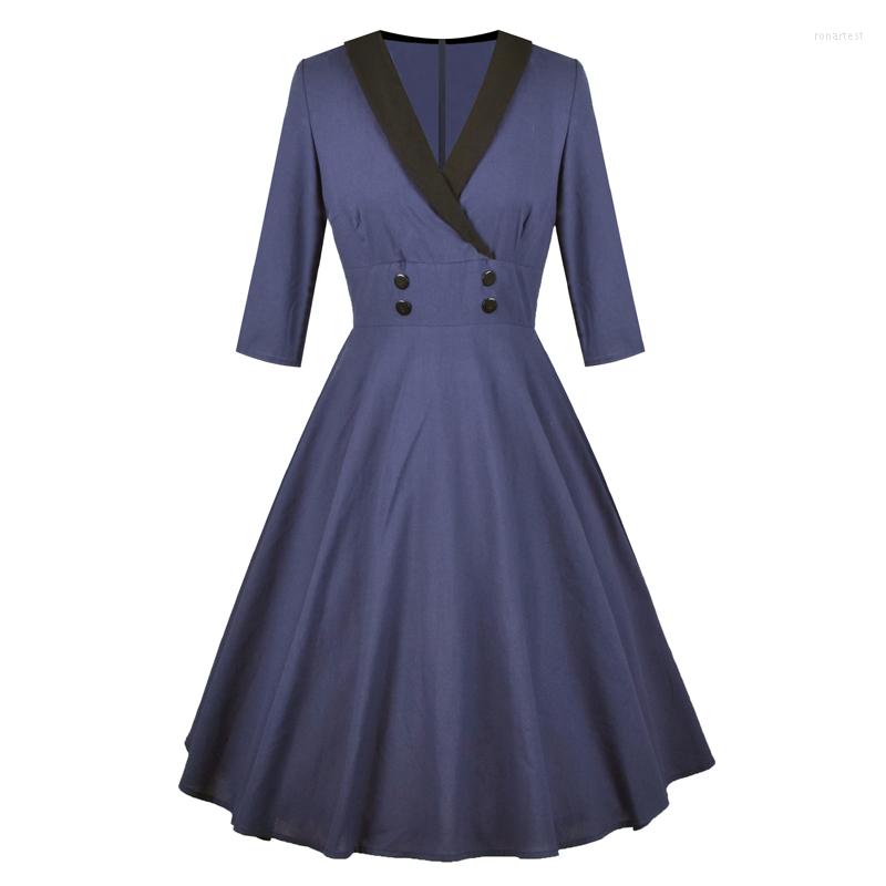 Casual Dresses Women Notched Neck Button 3/4 Sleeve A-Line Swing Party 2022 Spring Elegant Ladies 50s Retro Robe Vintage Dress Vestidos, Navy blue dress
Casual Dresses Women Notched Neck Button 3/4 Sleeve A-Line Swing Party 2022 Spring Elegant Ladies 50s Retro Robe Vintage Dress Vestidos, Navy blue dress