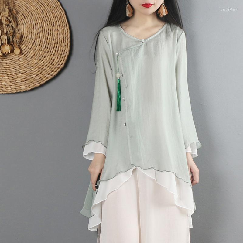 Ethnic Clothing 2022 Tang Suit Chinese Style Shirt Traditional For Women Vintage Irrgular Long Linen Hanfu Top Tops
Ethnic Clothing 2022 Tang Suit Chinese Style Shirt Traditional For Women Vintage Irrgular Long Linen Hanfu Top Tops
