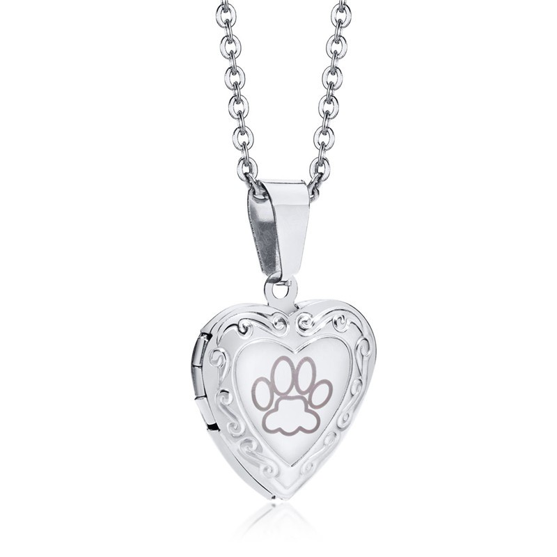 Fashion Gold Silver Color Stainless Steel Heart Pendant Necklace Punk Vintage Photos Necklace for Women